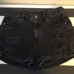 Black American Eagle Mom Shorts